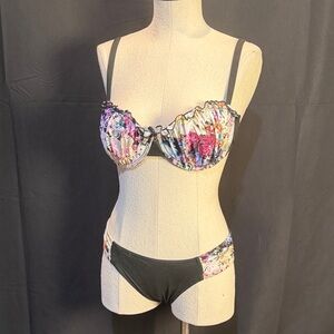 Floral Black Women's Bikini Set